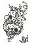 moon,fox,skull,snake,anime tattoo design idea