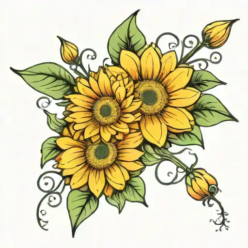 Gerbera flowers intertwined tattoo design idea
