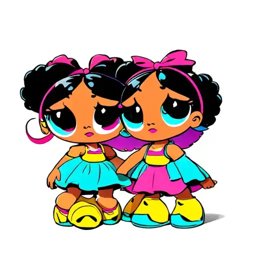 African American Powerpuff Girls together tattoo design idea