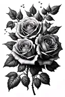 roses with long vines growing and leaves tattoo design idea