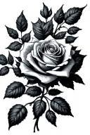 roses with long vines growing and leaves tattoo design idea