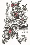 Dark Alice In Wonderland tattoo design idea