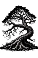Yggdrasil with 3 long roots reatching for the nine realms tattoo design idea
