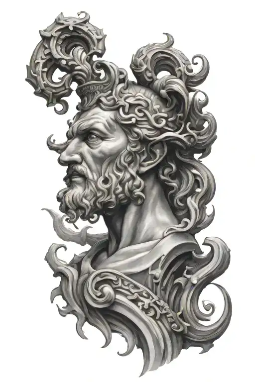 Poseidon god tattoo design idea