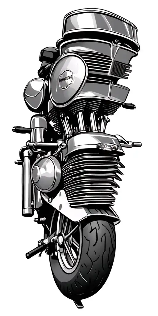 Harley Davidson motorcycle engine transformed tattoo design idea