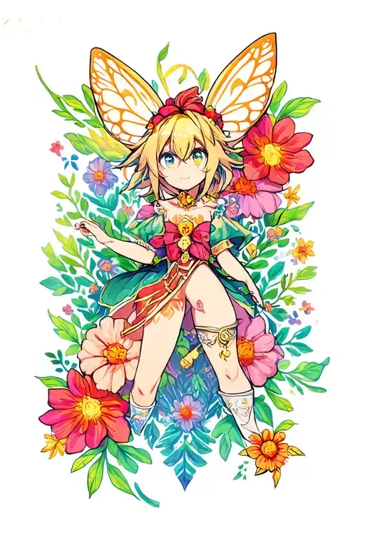 fairy tail guild mark with a floral/whimsy background  tattoo design idea