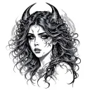 Demonic woman tattoo design idea
