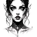 Demonic woman tattoo design idea