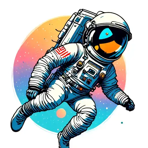 Astronaut floating in space tattoo design idea