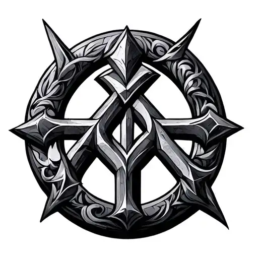 the symbol for order over layed by the symbol for chaos tattoo design idea