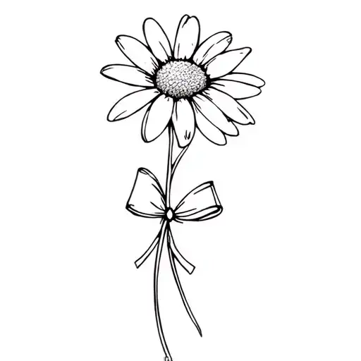 daisy with bowtie tattoo design idea