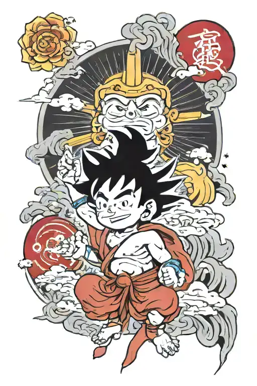 kid Goku on nimbus tattoo design idea