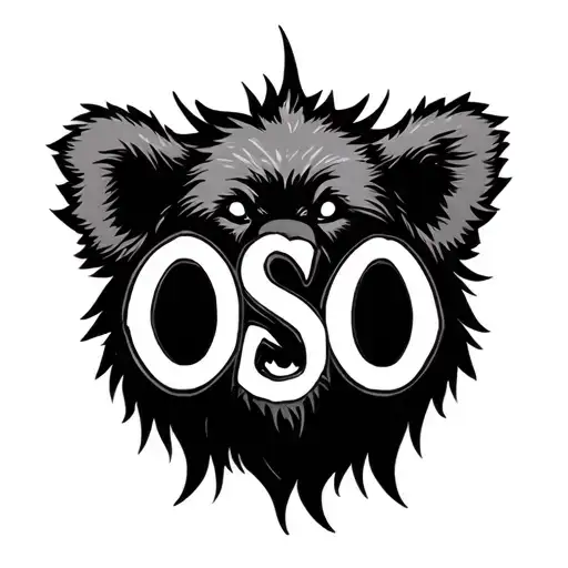 The word OSO negative space cross tattoo design idea