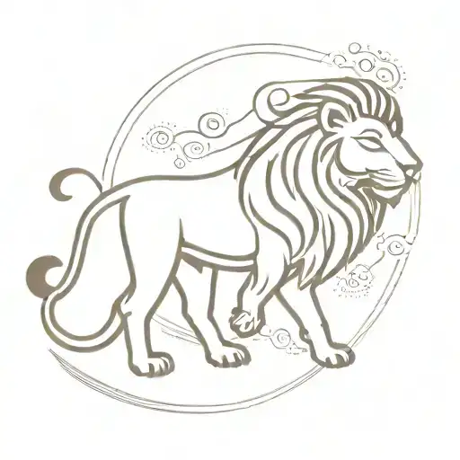 minimalist buddhist lion walking in celestial path leading towards liberation in the form of Shiva tattoo design idea