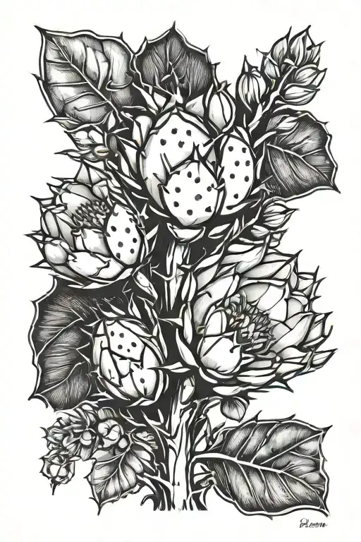Prickly pear tattoo design idea