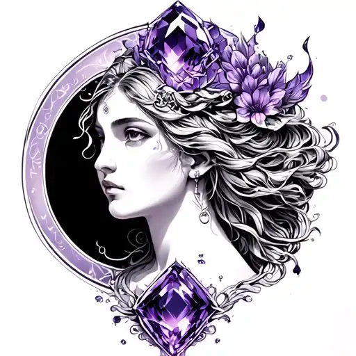 Aquarius, Amethyst, 1992 tattoo design idea