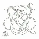 Lillith symbol with a snake wrapped tattoo design idea
