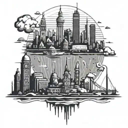 Hamburg City Skyline with Deadmau5  tattoo design idea