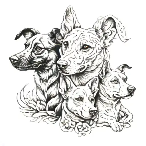 memorial tattoo for three dogs tattoo design idea
