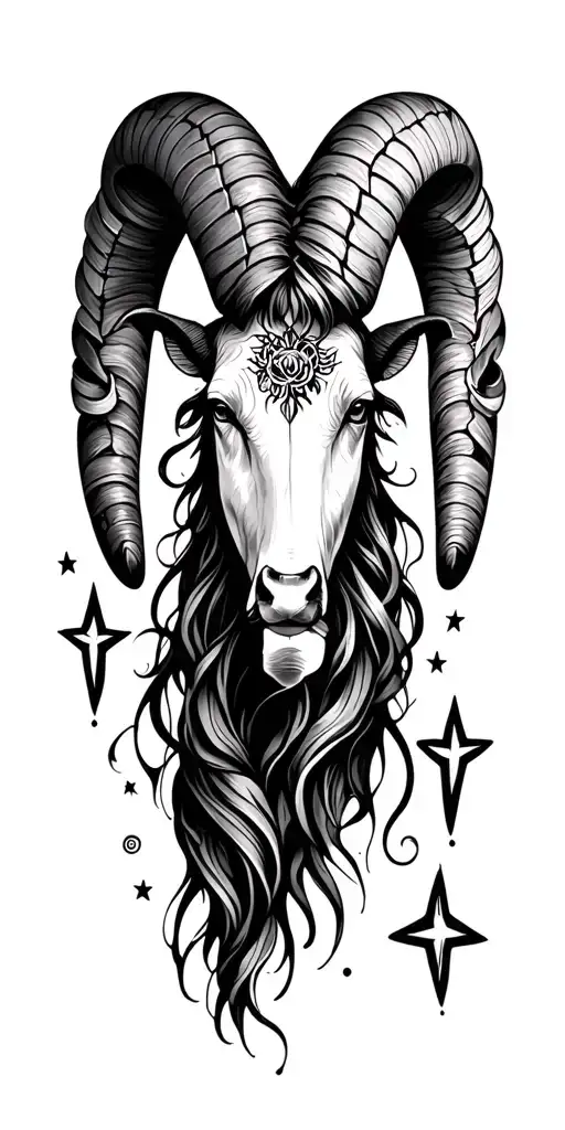 aries and stars tattoo design idea