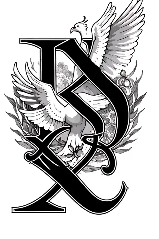 portgas d ace intial ( J G S M) with the X through the S with a dove incorparated and a beautifull background tattoo design idea