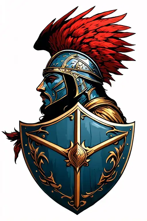 centurion legioner with shield tattoo design idea