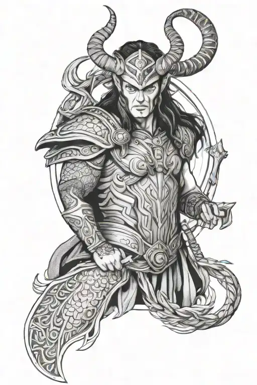 loki norse mythology tattoo design idea