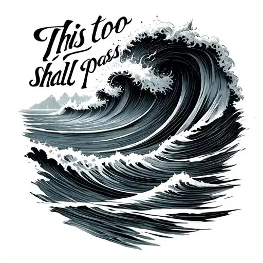 sea wave "This too shall pass" tattoo design idea