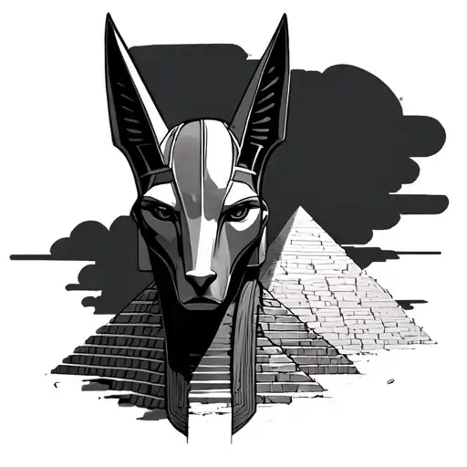 anubis pyramids tattoo design idea