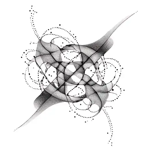 quantum entanglement inspired abstract tattoo design idea