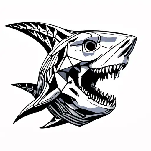 Skeleton shark tattoo design idea