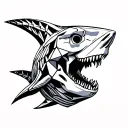 Skeleton shark tattoo design idea