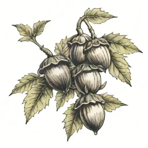 acorns with leaves tattoo design idea