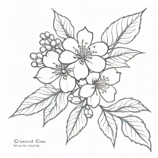 Ash and hawthorn flower tattoo design idea