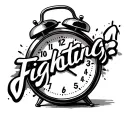 the image from the alarm clock with "fighting" text tattoo design idea