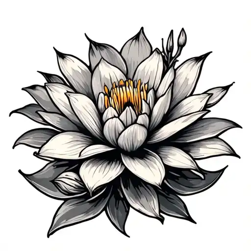 cactus flower tattoo design idea
