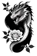 Dragon and rose tattoo tattoo design idea