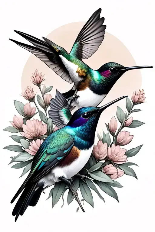 hummingbirds and sagebrush tattoo design idea