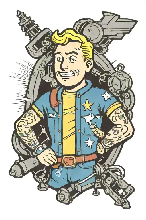 Fallout Vault Boy tattoo design idea