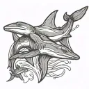 hammerhead shark swimming together tattoo design idea