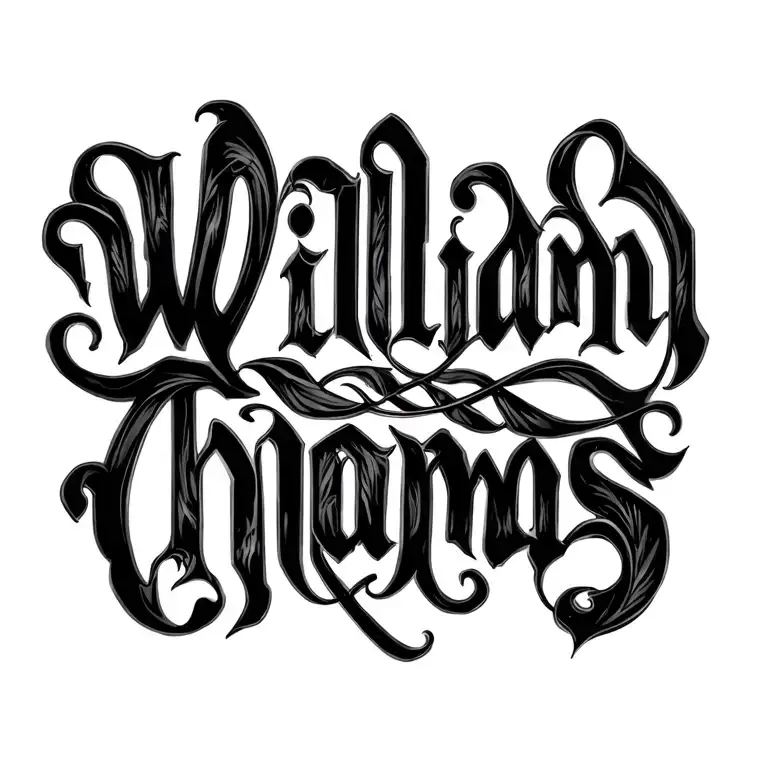 William Thomas written in Tolkien style font tattoo design idea