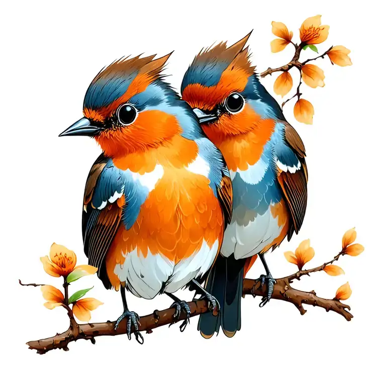 two Robin birds looking in one direction tattoo design idea