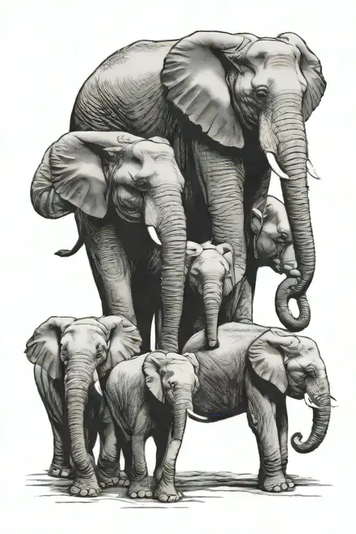 5 Elephant Family tattoo tattoo design idea