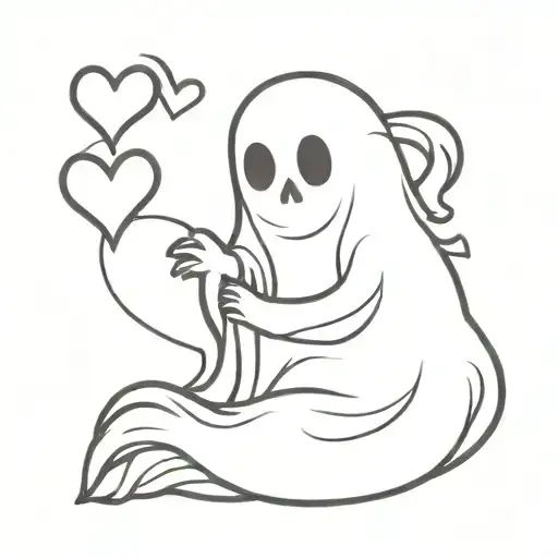 valentines ghost tattoo design idea