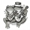 Christmas and frog playing a guitar tattoo design idea