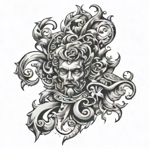 Sketch of a tattoo for a person who is a leader, confident, stubborn person, strong, responsible in himself, a man, intelligence tattoo design idea