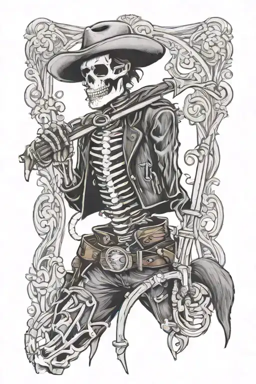 cowboy skeleton tattoo design idea