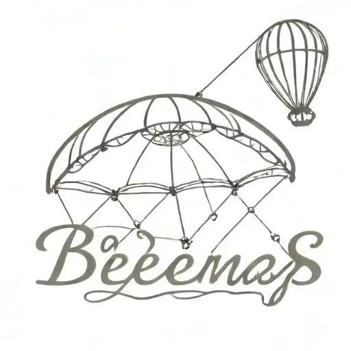 the word 'Buenas' with a small drawing of a parasailing  tattoo design idea
