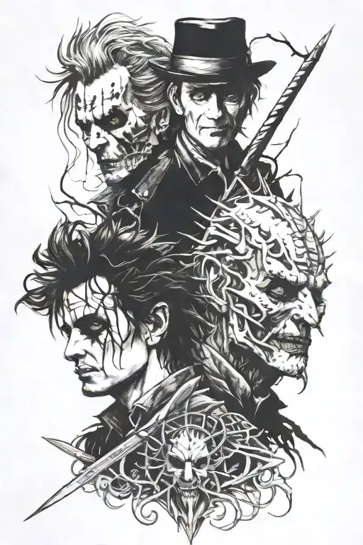 edward scissorhads and freddy krueger tattoo design idea