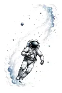 astronaut surrounded in neubules galaxy filled tattoo design idea